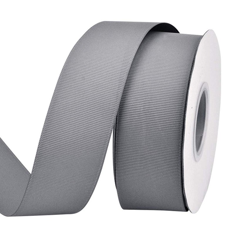 Ribest 1-1/2 inch 25 Yards Solid Grosgrain Ribbon Per Roll for DIY Hair Accessories Scrapbooking Gift Packaging Party Decoration Wedding Flowers Silver - Image 1